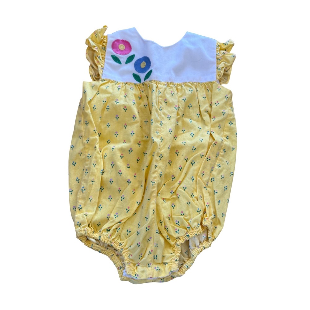 Sylvia Whyte vintage‎ yellow floral bubble romper
